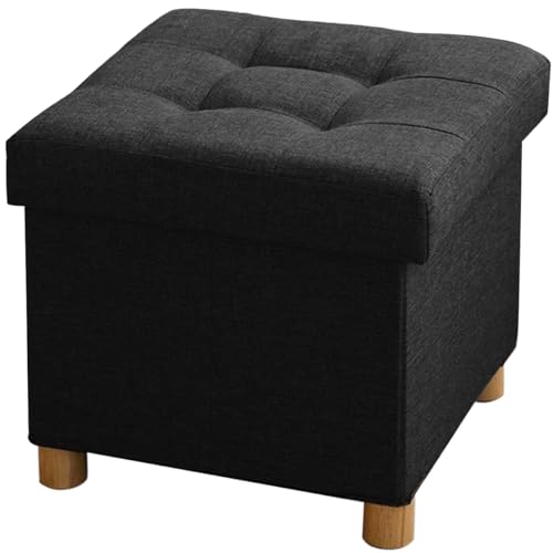 BRIAN & DANY Sitzhocker mit Stauraum, Faltbare Sitztruhe, Sitzwürfel Fußhocker mit Deckel, Holzfüße, Schwarz, 38x38x38cm BRIAN & DANY Sitzhocker mit Stauraum, Faltbare Sitztruhe, Sitzwürfel Fußhocker mit Deckel, Holzfüße, Schwarz, 38x38x38cm von BRIAN & DANY