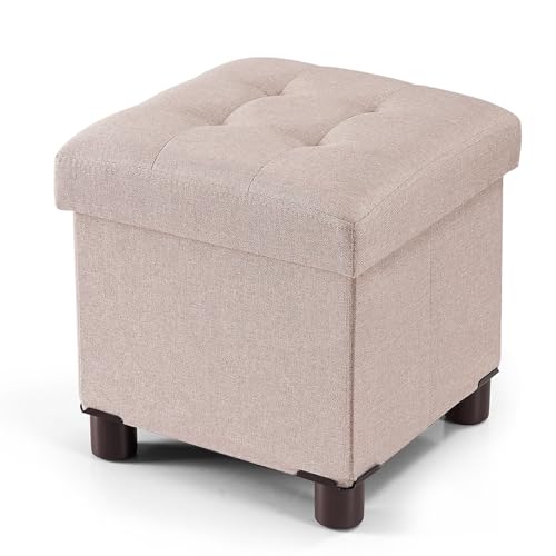 BRIAN & DANY Sitzhocker mit Stauraum 32x32x32.5cm, Faltbar Sitzbank Sitztruhe Sitzwürfel Hocker mit Stauraum und Deckel mit Holzfüßen, Khaki BRIAN & DANY Sitzhocker mit Stauraum 32x32x32.5cm, Faltbar Sitzbank Sitztruhe Sitzwürfel Hocker mit Stauraum und Deckel mit Holzfüßen, Khaki von BRIAN & DANY