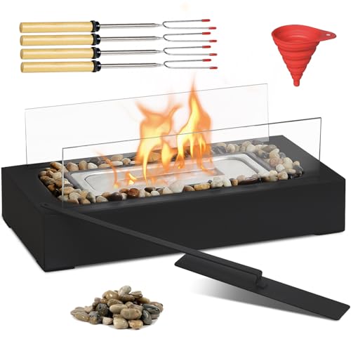 BRIAN & DANY Tischkamin für Indoor und Outdoor, Bioethanol Tischfeuer, Bio Ethanol Kamin mit Dekosteine für Garten Balkon Deko, Schwarz BRIAN & DANY Tischkamin für Indoor und Outdoor, Bioethanol Tischfeuer, Bio Ethanol Kamin mit Dekosteine für Garten Balkon Deko, Schwarz von BRIAN & DANY