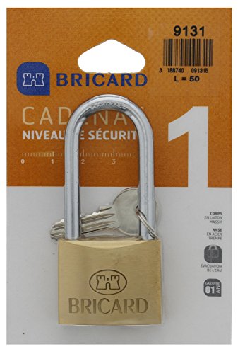 BRICARD 9131 Vorhängeschloss Messing Klassische 50 mm langem Bügel BRICARD 9131 Vorhängeschloss Messing Klassische 50 mm langem Bügel von Bricard