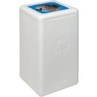 BRICKBIN Abfallbehälter für Papier, aus recyceltem Kunststoff, 65 Liter, quadratisch, weiß/blau von BRICKBIN
