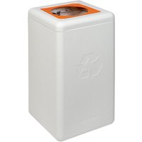 BRICKBIN Abfallbehälter für Plastik, aus recyceltem Kunststoff, 65 Liter, quadratisch, weiß/orange von BRICKBIN