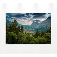 Bricoflor - Alpen Landschaft Bild | Leinwandbild in Blau und Grün für Schlafzimmer und Wohnzimmer | Canvas Leinwand mit Berglandschaft im Querformat von BRICOFLOR