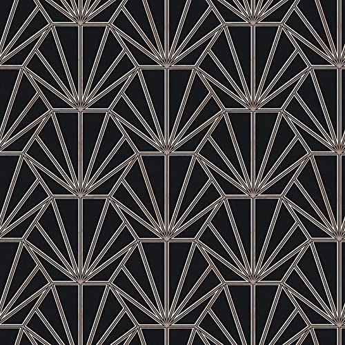 Art Déco Tapete in Schwarz und Grau | Moderne Tapete im 20er Jahre Stil | Elegante Vliestapete ideal für Schlafzimmer und Wohnzimmer von BRICOFLOR