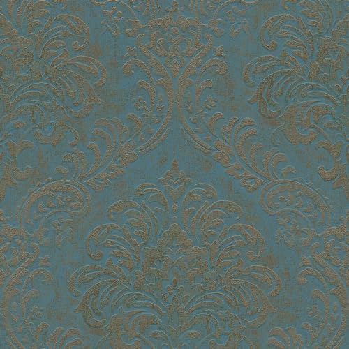 BRICOFLOR Barock Tapete blau gold Vintage Vliestapete mit Ornamenten in Petrol ideal für Schlafzimmer und Wohnzimmer von BRICOFLOR