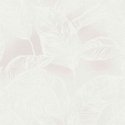 BRICOFLOR Blätter Tapete puderrosa weiß ideal für Schlafzimmer und Flur Rosa Moderne Vliestapete mit Blättern von BRICOFLOR