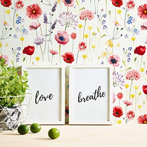 BRICOFLOR Blumen Tapete | Sommer Tapete bunt | Papier Blumentapete in Aquarell Optik für Wohnzimmer und Schlafzimmer | Bunte Papiertapete mit Blumen in Wasserfarben Design von BRICOFLOR