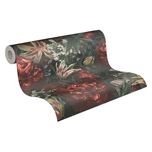 BRICOFLOR Dschungel Tapete | Blumentapete mit Rosen Rot Grün | Vliestapete Floral BRICOFLOR Dschungel Tapete | Blumentapete mit Rosen Rot Grün | Vliestapete Floral von BRICOFLOR