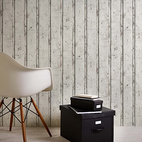 BRICOFLOR Holzoptik Tapete | Shabby Chic Tapete in Holzoptik | Weiße Holztapete im Vintage Stil | 3D Vliestapete für Wohnzimmer und Schlafzimmer von BRICOFLOR