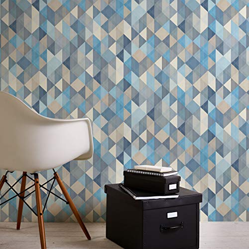 BRICOFLOR Maritim Tapete | Skandinavische Tapete in Blau | Dreieck Vliestapete im modernen Stil | Moderne Mustertapete aus Vlies und Vinyl für Schlafzimmer und Wohnzimmer von BRICOFLOR