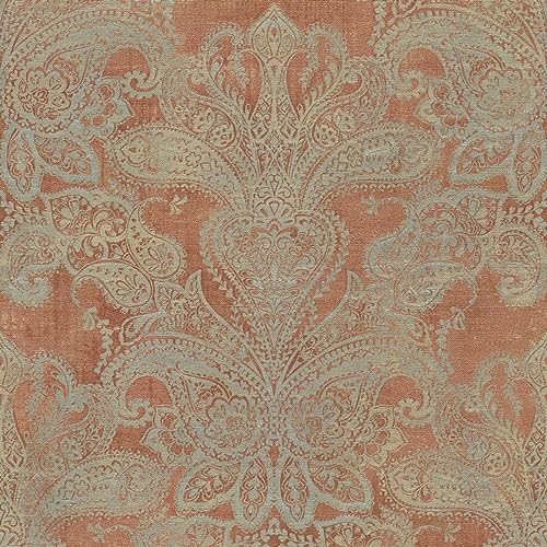 BRICOFLOR Orientalische Tapete mit Paisley Muster orange gold Terracotta Vliestapete mit Ornamenten für Esszimmer und Schlafzimmer von BRICOFLOR