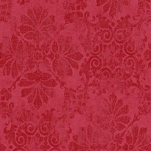 Barock Vliestapete in Rot | Elegante Tapete mit Ornament für Esszimmer und Schlafzimmer | Vlies Barocktapete in Dunkelrot mit Glitzer von BRICOFLOR