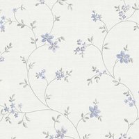Blumentapete Vintage in Blau Weiß Romantische Tapete mit Blumen im Landhausstil ideal für Küche und Schlafzimmer - Beige, Grey, Blau von BRICOFLOR