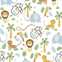 Bricoflor - Dschungel Kindertapete bunt Kinderzimmer Tapete mit Affe und Löwe ideal für Jungen und Mädchen Bunte Vliestapete mit Tieren - Bunt, von BRICOFLOR