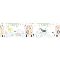 Bricoflor - Tier Tapete als Bordüre für Kinderzimmer Selbstklebende Tapetenbordüre mit Zebra und Giraffe Babyzimmer Tapete in Bunt für Jungen und von BRICOFLOR