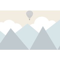 Fototapete | Berge Mit Wolken Heißluftballon Kinderzimmertapete Kindertapete Schlafzimmer-, Wohnzimmer-, Flurtapete 3, 50 M X 2, 55 von BRICOFLOR