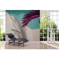 Fototapete | Palmblatt Palme Palmwedel Tropisch Betonwand Steintapete Schlafzimmer-, Wohnzimmer-, Flurtapete 3, 50 M X 2, 55 von BRICOFLOR