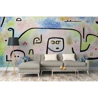 Fototapete Paul Klee | Insula Dulcamara, 1938 Abstrakt Kunstwerk Kunst Gemälde Wohnzimmer-, Schlafzimmer-, Büro-, Flurtapete von BRICOFLOR