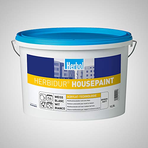 Herbol Herbidur Housepaint"Weiß" | Seidenmatte Reinacrylat-Fassadenfarbe für unterschiedliche Untergründe | 12,5 liter von BRICOFLOR