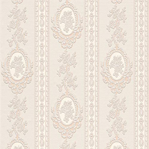 Papiertapete Barock-Tapete Ornament-Tapete Tapete Flur 186133 18613-3 A.S. Création La Belle Epoque | Beige/Crème Silber | Rolle (10,05 x 0,53 m) = 5,33 m² von BRICOFLOR