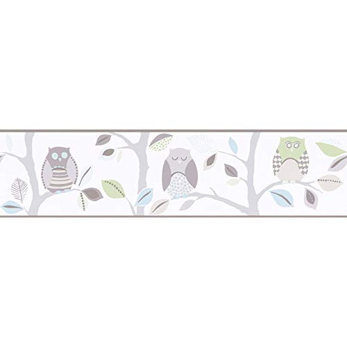 Pastell Tapeten Bordüre mit Eule | Kinderzimmer Tapetenbordüre selbstklebend | Vogel Tapete als Borte aus Vlies und Vinyl für Babyzimmer Pastell Tapeten Bordüre mit Eule | Kinderzimmer Tapetenbordüre selbstklebend | Vogel Tapete als Borte aus Vlies und Vinyl für Babyzimmer von BRICOFLOR