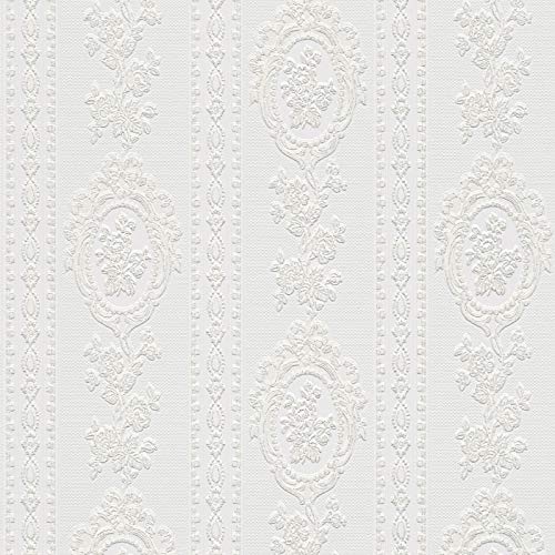 Romantische Tapete in Weiß | Florale Barock Tapete mit Glitzer ideal für Schlafzimmer und Flur | Shabby Papiertapete mit Vinyl und Glitzereffekt Romantische Tapete in Weiß | Florale Barock Tapete mit Glitzer ideal für Schlafzimmer und Flur | Shabby Papiertapete mit Vinyl und Glitzereffekt von BRICOFLOR