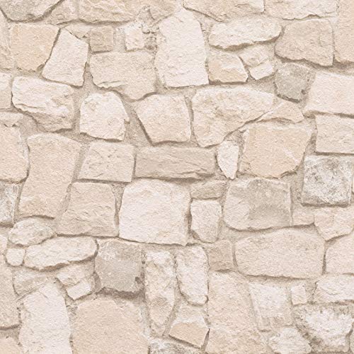 Steintapete Tapete Steinoptik Naturstein-Tapete Beige Crème Papiertapete Beige Crème | Tapeten online bei BRICOFLOR kaufen von BRICOFLOR