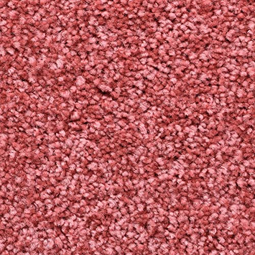 Teppichboden Meterware weich 400 und 500 cm breit in Koralle Rot ideal für Schlafzimmer und Kinderzimmer Kräuselvelours Auslegware mit Textilrücken (4 m x 6 m) von BRICOFLOR