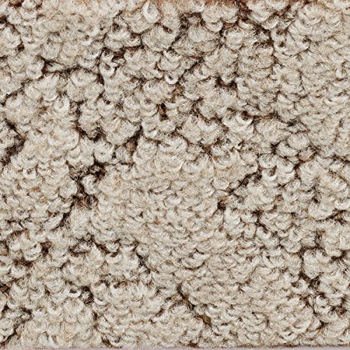 Teppichboden mit Muster ausgefallen Teppich Auslegware beige braun ideal für Schlafzimmer und Wohnzimmer Velours Teppich Meterware 4 und 5 m breit (5 m x 7 m) von BRICOFLOR