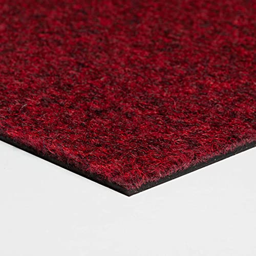 Teppichfliesen 50x50 Selbstliegend rot Messe und Büro Teppich Fliesen aus Nadelvlies Selbstliegende Teppichboden Fliesen ideal als Messeteppich (4 Fliesen = 1 m², Rot) von BRICOFLOR