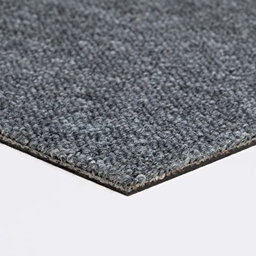 Teppichfliesen 50x50 selbstliegend grau Schlingenware Teppichboden als Fliesen Schlingenteppich Fliesen für Büro und Arbeitszimmer | (1m², Dunkelgrau) von BRICOFLOR