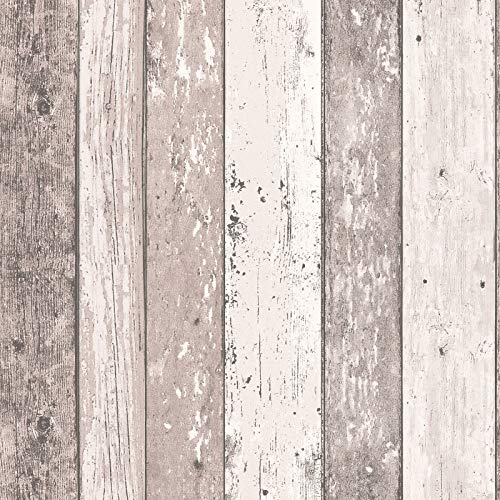 Vintage Tapete in Holzoptik in Hellgrau | Helle Holztapete in Grau | Maritime Vliestapete ideal für Wohnzimmer und Küche von BRICOFLOR