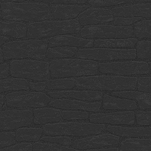 Vliestapete Tapete einfarbig Tapete uni 139511 13951-1 A.S. Création New England 2 | Schwarz/Anthrazit | Rolle (10,05 x 0,53 m) = 5,33 m² von BRICOFLOR