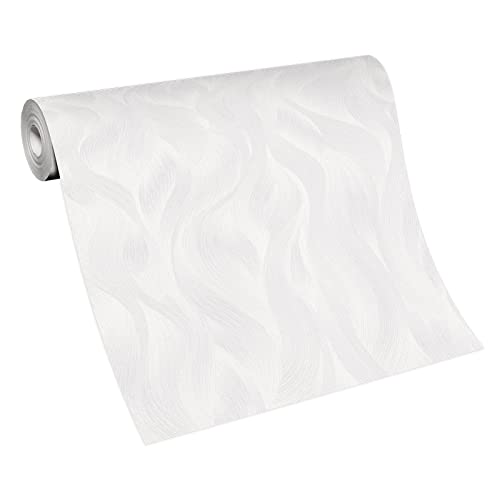 Weiße Vliestapete elegant | Vlies Mustertapete in Weiß ideal für Schlafzimmer und Badezimmer | Helle Tapete mit Muster schlicht von BRICOFLOR