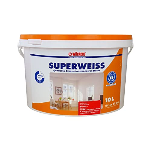 Wilckens Superweiß"Weiß Matt" Dispersionsfarbe im Innenbereich | Hochdeckende Wand- und Deckenfarbe mit matter Oberfläche | 10 Liter von BRICOFLOR