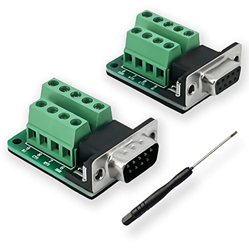 BRIEFCEC DB9 Adapter RS-232 Seriell Auf 9-poliges Lötfreies Klemmenblock-signalmodul Mit Isoliertem Pad, (1 Stecker + 1 Buchse) von BRIEFCEC