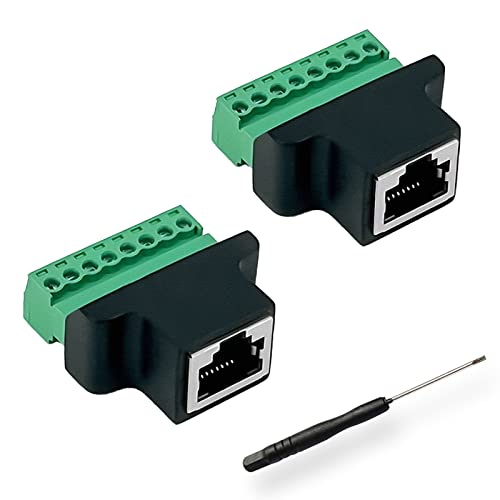 BRIEFCEC RJ45 Buchse auf Terminal Block 8-Pin Adapter, Covvy CCTV/DVR Ethernet Verbindungsstück zu 8 Pin Schraube Verbindungsstück (2xBuchse) von BRIEFCEC