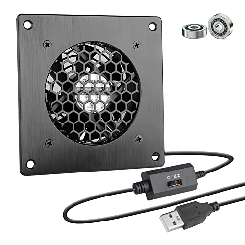 USB Lüfter 80mm Metallplatte Lüfter Kühler mit 3 Geschwindigkeit, Heimkino Ventilator USB 5V leise 2600RPM 32CFM Lüfter für Heimkino/AV Schrank/TV Schrank/Serverschrank (8025, Metallttyp, 1-Set) von BRIEFCEC