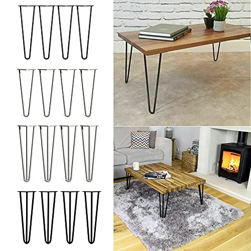 BRIEFNESS 4X Haarnadel Tischbeine, Hairpin Legs 30cm Schwarz Tischbeine Metall Tischgestell 2 Stangen Möbelfüße Tischkufen Haarnadelbeine für Kommode Couchtische Esstisch Schreibtisch Stizbank von BRIEFNESS