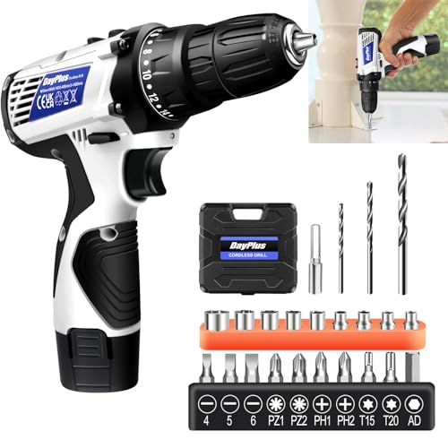 Akku-Bohrschrauber Elektroschrauber mit LED-Licht 23 Stück Gratis Zubehörkoffer Heavy Duty Power Tool Einstellbare Geschwindigkeit 1 Akku von BRIEFNESS