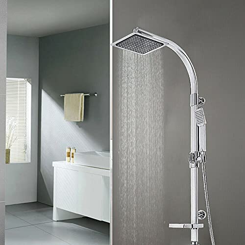 Duschset Duscharmatur Duschsystem mit Regendusche und Duschkopf Handbrause für Badezimmer Kupfer Dusche,Moderde Design Chromoptik Regendusche mit Wandhalterung von BRIEFNESS