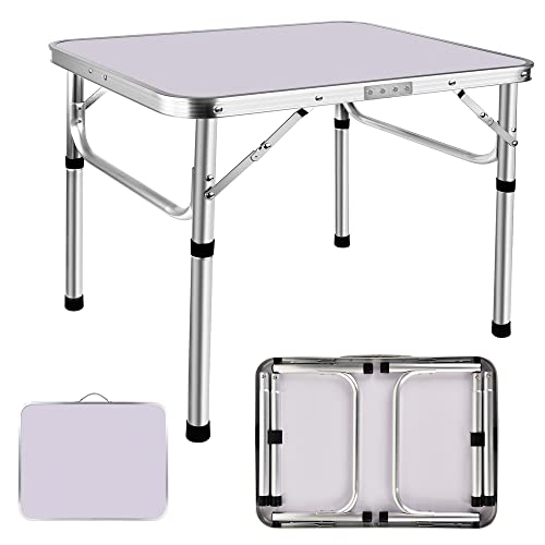 Klapptisch, höhenverstellbar, Picknicktisch, tragbarer Aluminium-Schreibtisch mit Griff, MDF-Tischplatte, für Camping, Esszimmer, Grillparty, 60 x 45 x 26/56 cm von BRIEFNESS