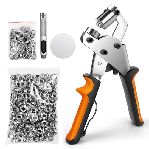 Professionelles 10mm Grommet Press-Set | 500 Eyelets & Washers für Planen-Reparatur & DIY | All-in-One Werkzeug für Canvas, Vinyl, Leder, Banner (3/8 Zoll) von BRIEFNESS