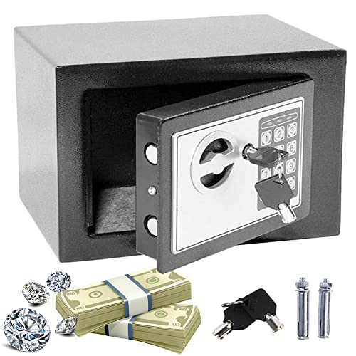 Safe Klein 8.5L Elektronischer Tresor, Möbeltresor mit Zahlenschloss und Schlüssel, Stahltresor mit Doppelbolzen Verriegelung, Boden Wandtresor Für Schmuck Bargeld Sicherheit (Schwarz) von BRIEFNESS