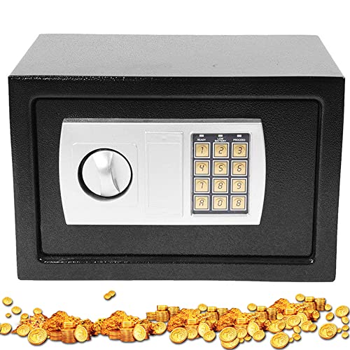 Safe Tresor Wandtresor Elektronischer Safe Möbeltresore Feuerfest Wasserdicht Elektronik Safe mit 2 Schlüssel Digitaltastatur Sicherheitstresor Geldkassette Hotel-Safe Geld-Bargeld-Tresor, 4.6L, Grau von BRIEFNESS