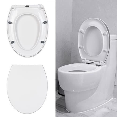 WC Sitz, O-Form Toilettendeckel mit Absenkautomatik & Quick-Release-Funktion, Premium Duroplast Antibakteriell Klodeckel aus Duroplast und rostfreiem Edelstahl, WC deckel Klobrille weiß Toilettensitz von BRIEFNESS