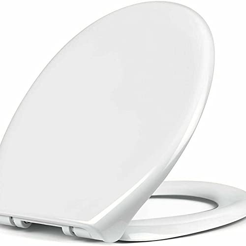 WC Sitz, Premium Toilettensitz, Toilettendeckel, wc deckel mit Absenkautomatik, Antibakteriell Klodeckel aus Duroplast, O Form Toilettensitz klobrille wc brille, modern Design, Weiss von BRIEFNESS