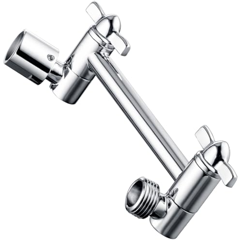 Bright Showers Messing Duscharm Extender für Regen und Handbrause 5 Zoll Universal Duschkopf Verlängerungsarm Höhe & Winkel verstellbar Chrom von BRIGHT SHOWERS