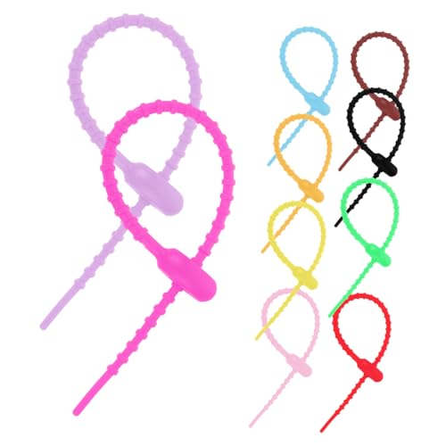BRIGHTFUFU 10 Stück Teiliges Bunte Silikon Kabelbinder Wiederverwendbare Kabelmanagement Organizer für Ladekabel Datenkabel Halter Flexibel und Schonend für Kabelaufbewahrung von BRIGHTFUFU