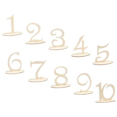 BRIGHTFUFU 10 Stück Teiliges Holz Tischnummern mit Sockel Stabile Sitzplatznummern für Hochzeit Party Bankett und Feier Wetterbeständige Tischnummern Karten Tischdeko für Gäste und Events von BRIGHTFUFU